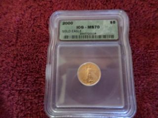 2000 1/10 Oz $5 Gold Eagle Ms 70 - Icg photo