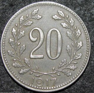 Austria 20 Heller 1917 Europe World Coin (combine S&h) Bin - 1267 photo