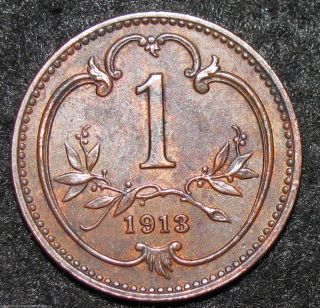 Austria Heller 1913 Europe World Coin (combine S&h) Bin - 1260 photo