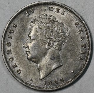 1825 George Iv Au Sterling Silver Shilling Great Britain Coin photo