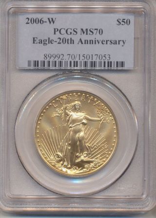 2006 - W 20th Anniversary $50 Gold Eagle Pcgs Ms70 - Old Blue Slab Holder photo
