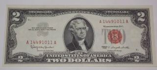 Old Currency $2 Legal Tender Bank Note 1963,  Crisp Uncirculated,  A14491011a photo