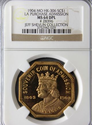 Hk 306 Ngc Ms 64 Dpl So - Called Dollar Coin Of Admission Louisiana Purchase– 1904 photo