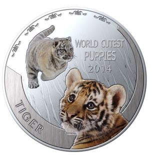 2014 One Dollar Niue Islands World Cutest Puppies Tiger Coin photo