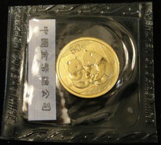2009 1/10th Oz Gold Chinese Panda 50 Yuan Coin Nr photo