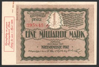German 1 Billion Mark 1923 Series: 395845 