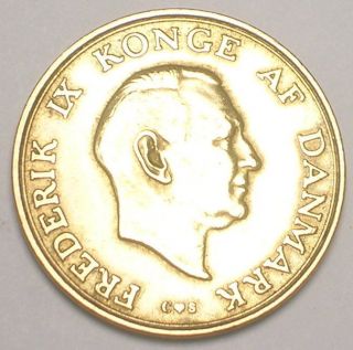 1958 Denmark Danish 1 Krone Frederik Ix Crowned Shield Coin Vf, photo