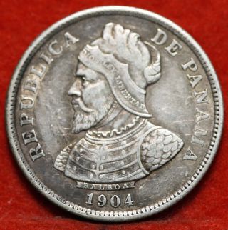 Circulated 1904 Panama 25 Centesimos Silver Foreign Coin S/h photo