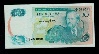 Seychelles 10 Rupees (1976) A/1 Pick 19 Vf - Xf Banknote. photo
