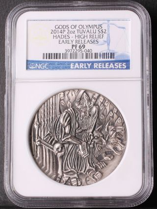 Tuvalu 2014 Gods Of Olympus Hades 2oz Silver High Relief Coin Ngc Pf69 photo