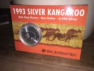 1993 Silver Kangaroo Dollar Australia Elizabeth Ii photo