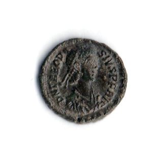 Theodosius I 379 - 395 Ad Ae3 Victory Holding Wreath Siscia Roman Coin photo