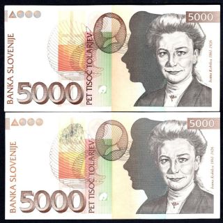 Slovenia - 5000 Tolarjev 2002,  5000 Tolarjev 2004 photo