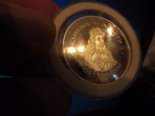 Queen Elisabeth: Scarce 975 Mintage Only,  Austrian Silver Silver Gem Proof Medal photo