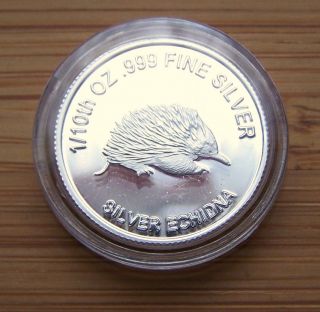 1/10oz.  999 Fine Silver Coin - Echidna In Capsule 2012 Limited Edition photo