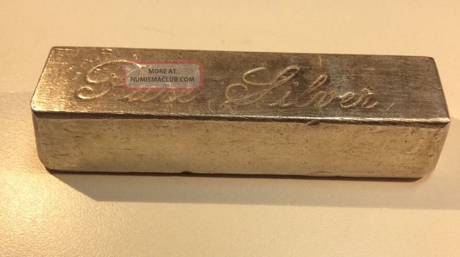 Very Rare. 999 Fine 10 Troy Oz. Vintage Poured Silver Bar Stamped