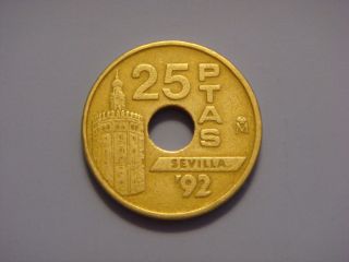 Spain 25 Pesetas,  1992,  Tower Of Gold In Seville photo