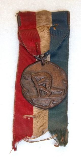 1916 Dieges & Clust Plunging Scout Camp 3rd Prize Medal W/ribbon - Boy Scouts? photo