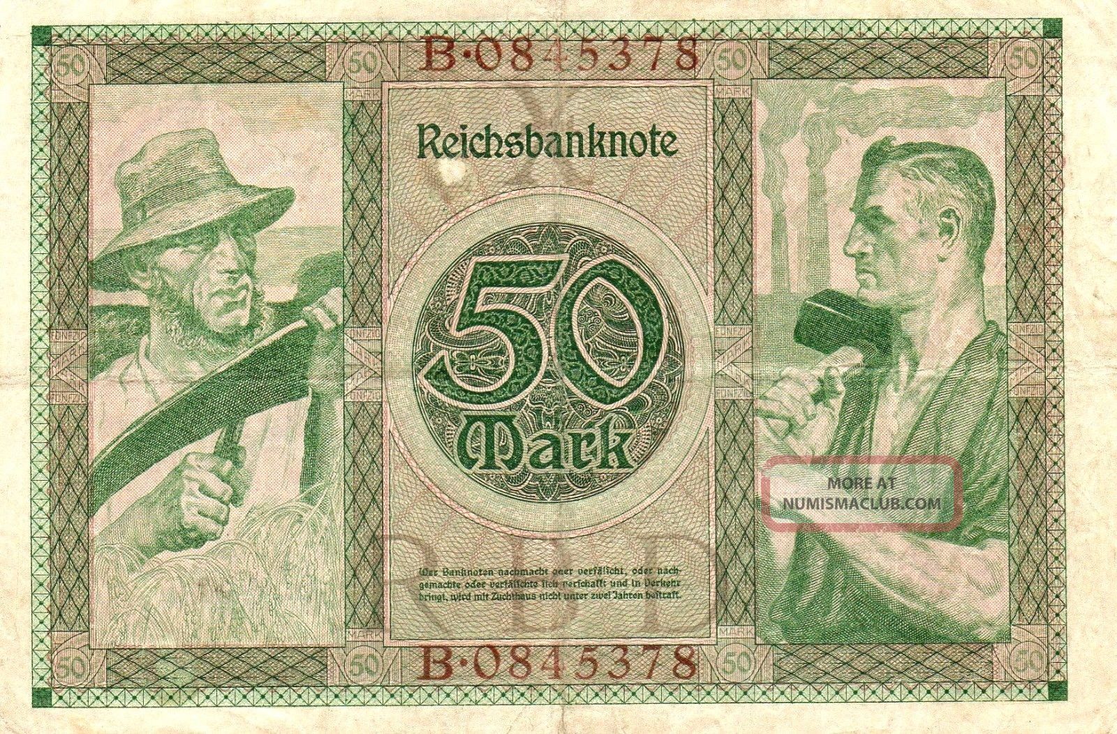 Xxx - Rare German 50 Reichsmark Weimar Banknote From 1920