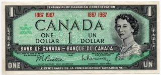 Canada $1 Dollar Centennial (beattie/rasminsky) 1867 - 1967 (p - 84a / Bc - 45a) photo