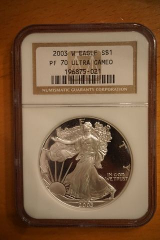 2003 - W,  Silver American Eagle Proof - - - Pf 70 Ultra Cameo photo