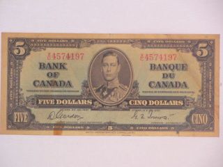 1937 Canadian Five Dollar Bill.  Gordon/towers photo