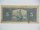 1937 Canadian Five Dollar Bill.  Gordon/towers Canada photo 1