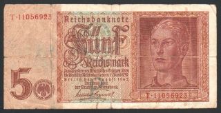 German Third Reich 5 Reichsmark 1942 Series: T11056923 photo