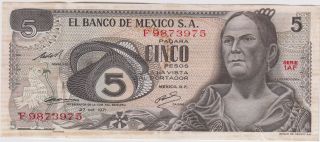 Mexico 5 Pesos 27.  10.  1971 Series Iaf Circulated Banknote photo