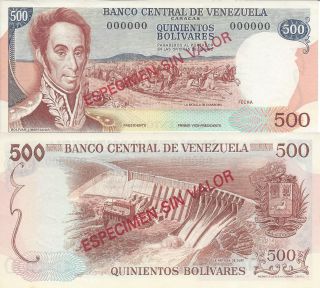 World Paper Money Venezuela 500 Bolivares Guri Bill Commemorative Especimen Un photo