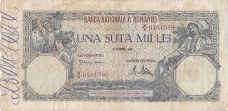 1946 Romania 100,  000 Lei Banknote photo