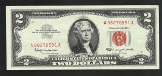 Crisp $2 Dollar 1963 Red Seal Old Us Legal Tender United States Paper Money Bill photo