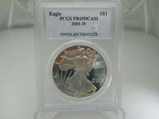 2001 - W American Silver Eagle Pr69 Dcam Coin - Certified By Pcgs photo