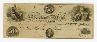 1800 ' S $50 The Mechanics Bank - Haven,  Connecticut Note Au photo