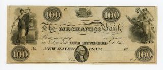 1800 ' S $100 The Mechanics Bank - Haven,  Connecticut Note Au photo