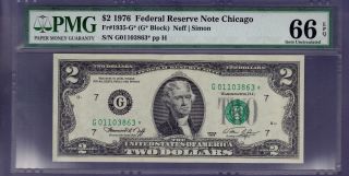 1976 $2 Federal Reserve G - Star Frn Cu Unc Pmg Gem 66 Star Epq photo