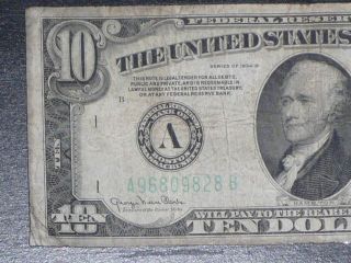 1934d Green Seal $10.  00 Federal Reserve Note Rare Old Hamilton Collectible Note photo