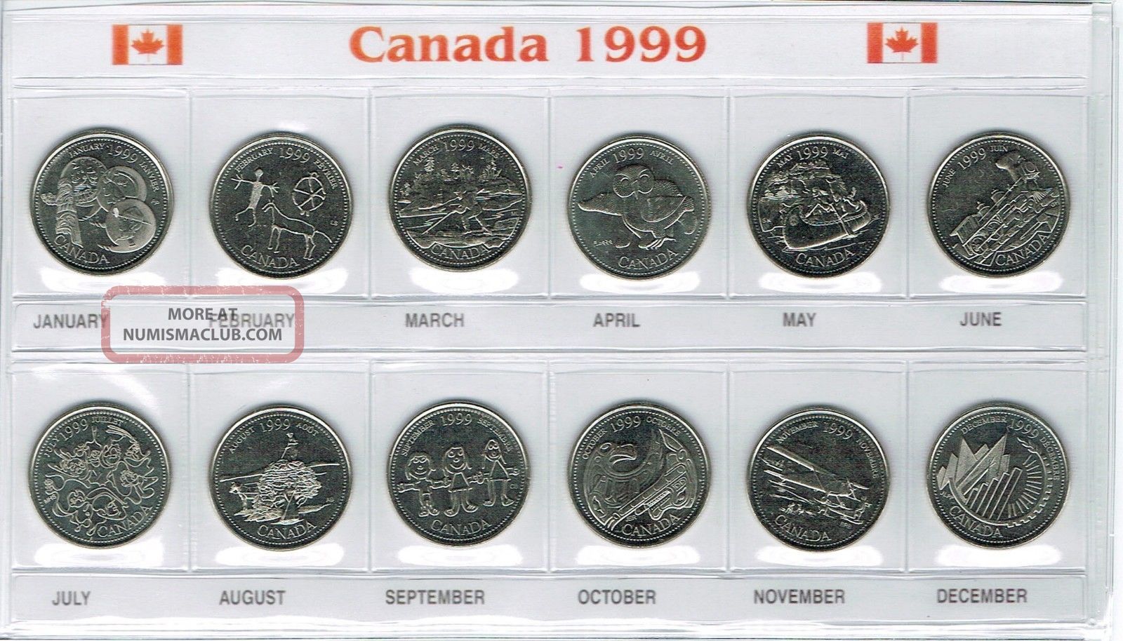 1999 Canadian Brilliant Uncirculated Uncertified Commemorative Twelve Quarters Coins: Canada photo