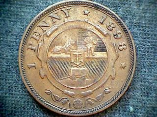 South Africa Zar 1898 Penny Kruger Bronze Coin,  Vf, photo