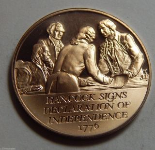 Franklin American Revolution Proof Bronze Medal - Hancock Signs Declara photo