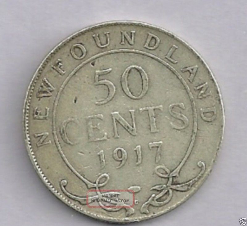 1917 C Newfoundland 92.  5 Silver 50 Cent Low Mintage 375.  560 Coins: Canada photo