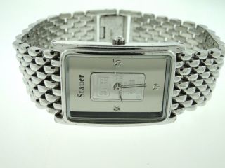 Credit Suisse 999.  5 Platinum Bar Inside Stauer Stainless Diamond Wristwatch photo