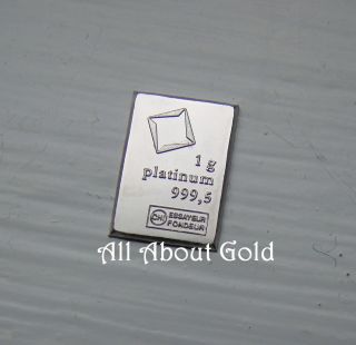 Solid Platinum Bar 1 Gram Valcambi Suisse Switzerland Fraction Combibar Bu photo