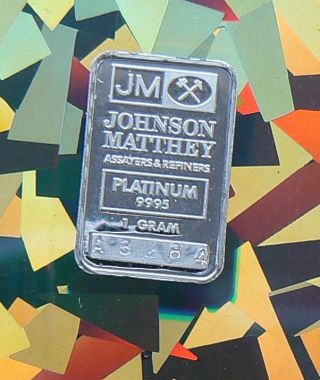1 Gram Jm Platinum Johnson Matthey Bar.  9995 Pure 3284 photo
