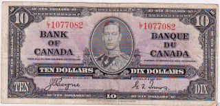 1954 Canada Ten Dollars $10.  00 Lt 1077082 Coyne/towers In Vf photo