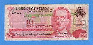 Guatemala 10 Quetzales 1978 Banknote P - 61b photo