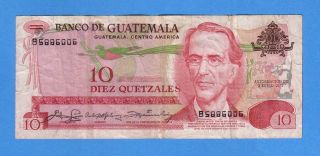 Guatemala 10 Quetzales 1979 Banknote P - 61b photo