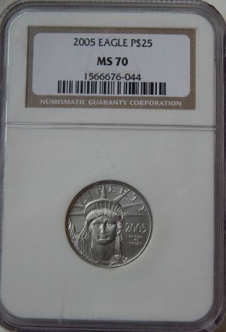 2005 Platinum Eagle $25 1/4 Oz Ms70 Ngc photo