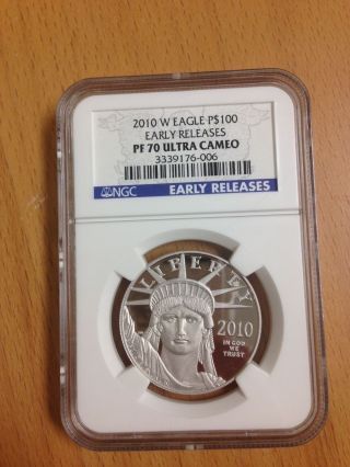2010 - W $100 Platinum Eagle Ngc Pf70 Ucam Early Releases Ultra Cameo 1oz Proof photo