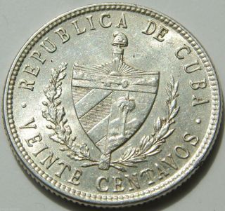 Caribbean Island Silver Coin 20 Centavos 1949 photo